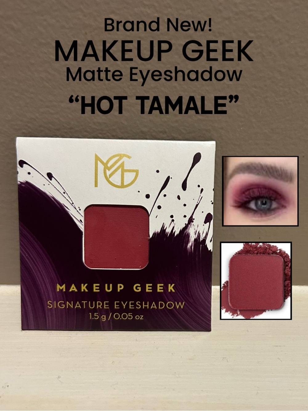 NWT Full Size MAKEUP GEEK Signature Matte Square Eyeshadow “HOT TAMALE”